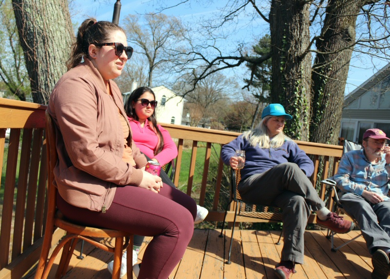 Outside enjoying the afternoon - Rachel, Kait, Katy, Jim