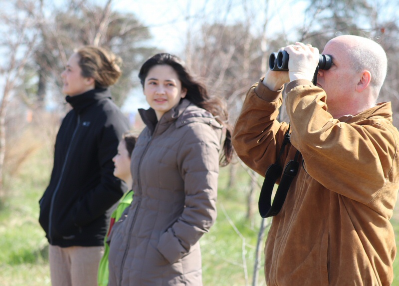 Kate, Emily, and Robert look at the Key Bridge wreck