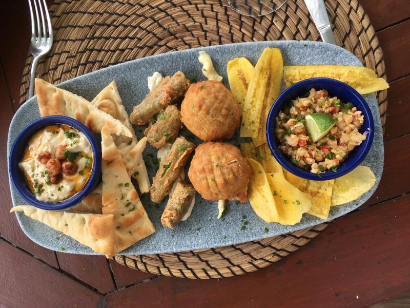 appetizer sampler with plantain chips