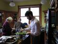 Kathy and Steve finish vegetables